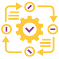gear with check mark and arrows
