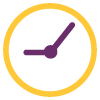 clock icon featuring a purple hour hand